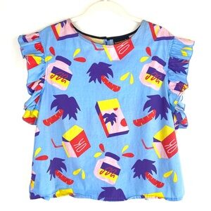 Nooworks Ruffle Top in Snacks Print